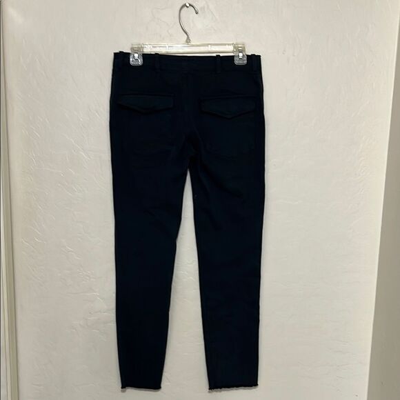 Nili Lotan Blue Frayed Hem Pockets Crop Pants Business Casual Minimalist Modern - Picture 6 of 15